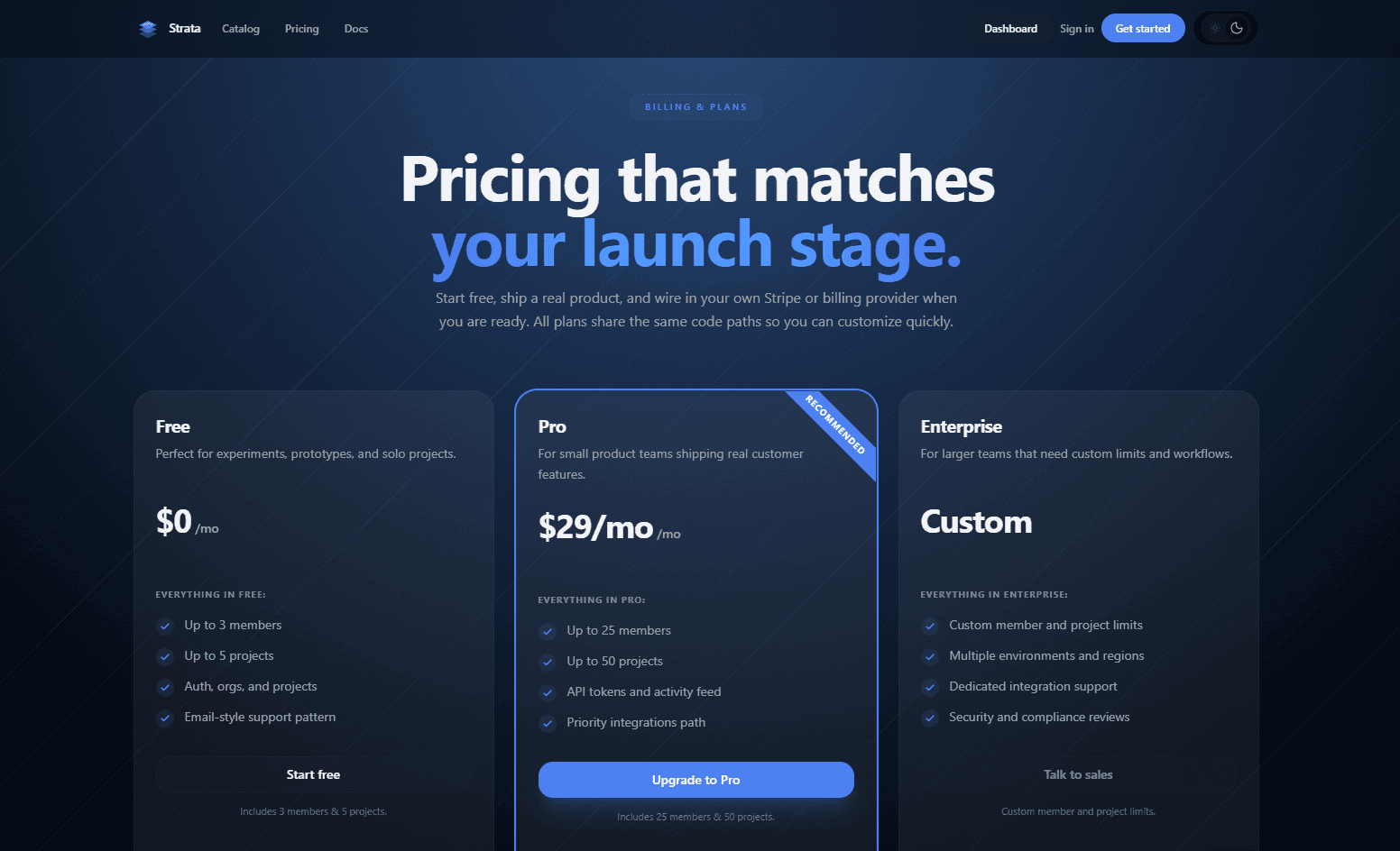 Pricing page