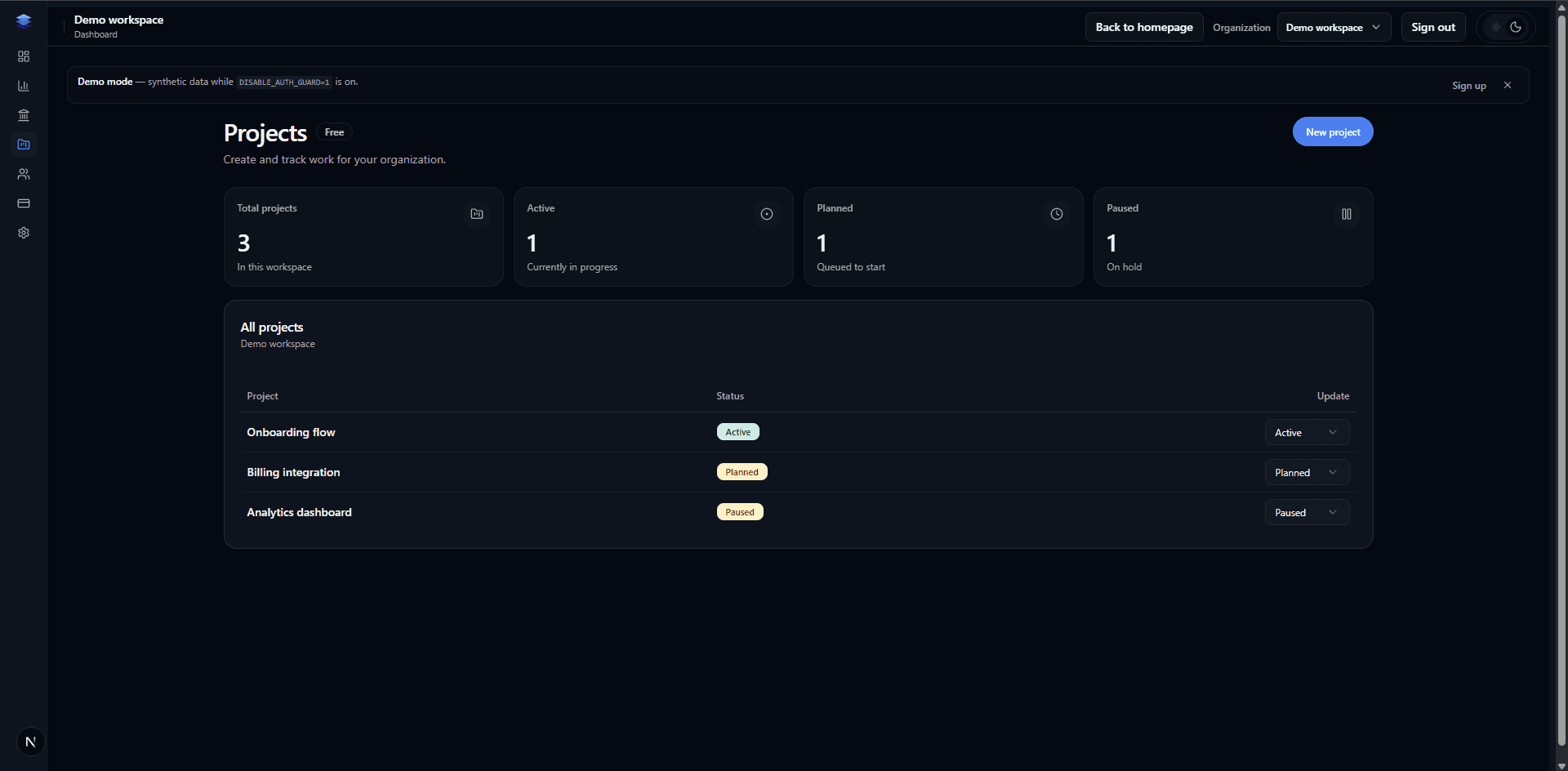 Projects preview